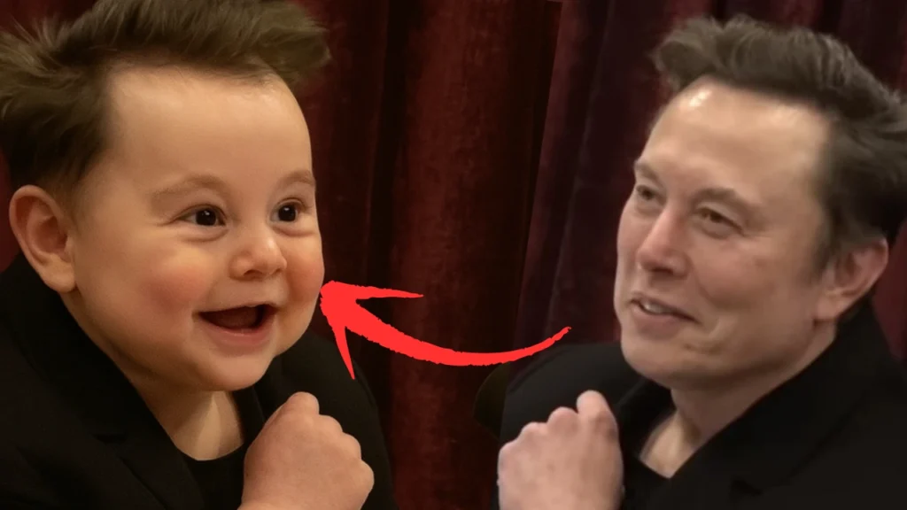 BabyFace AI transformation showing Elon Musk before and after as adorable baby video creator app review 2025